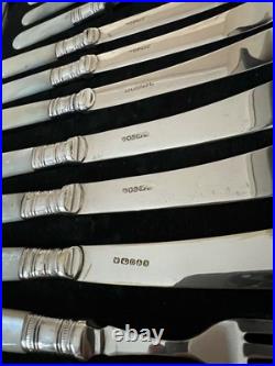 Antique Mother Of Pearl & Silver Plated Cutlery Set Of 12 Pieces