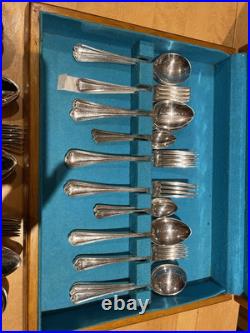 Antique Mutual Hiram Wild Sheffield Steel EPNS Cutlery Set 12 people 91 Pieces