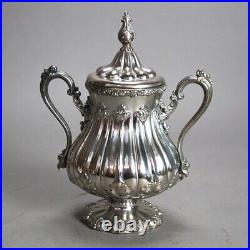 Antique Nine Piece Rogers Smith & Co. Silver Plated Melon Form Tea Set C1890