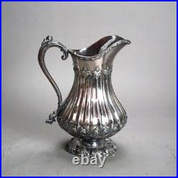 Antique Nine Piece Rogers Smith & Co. Silver Plated Melon Form Tea Set C1890