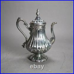 Antique Nine Piece Rogers Smith & Co. Silver Plated Melon Form Tea Set C1890