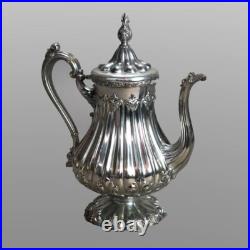 Antique Nine Piece Rogers Smith & Co. Silver Plated Melon Form Tea Set C1890