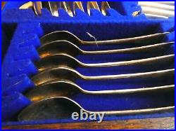 Antique Oak Campaign Army and Navy Cutlery Set Silverware with Chest 104 Piece