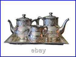 Antique Pairpoint Quadruple Silverplate Tea Set FIve Piece Floral Pattern Antique Pairpoint Quadruple Silverplate Tea Set FIve Piece Floral Pattern