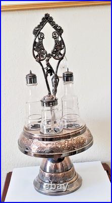 Antique Quadruple Silver Plate 5 Piece Cruet Condiment Set-18 Gately & Co #L499