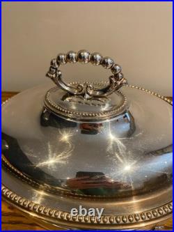 Antique Quality 19thc Martin Hall & Co Silver Plate Lidden Tureen Warmer Server