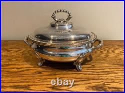 Antique Quality 19thc Martin Hall & Co Silver Plate Lidden Tureen Warmer Server
