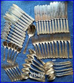 Antique Queen Bess 1 pattern Cutlery Set 1924 Tudor Plate 79 pieces (AI 65)