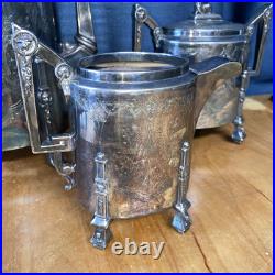 Antique Reed and Barton Aesthetic Movement 4 Piece Silver Plate Tea Set 1869