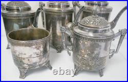 Antique Rogers Smith & Co New Haven CT 6 Piece Silver Plate Coffee Tea Set