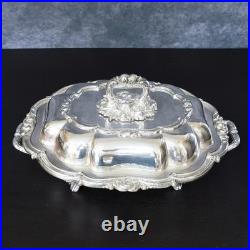 Antique Sheffield Plate Silver on Copper Serving Tray Vegetable Dish Tureen