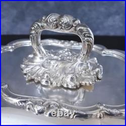 Antique Sheffield Plate Silver on Copper Serving Tray Vegetable Dish Tureen