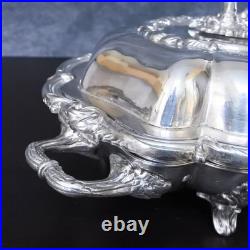 Antique Sheffield Plate Silver on Copper Serving Tray Vegetable Dish Tureen