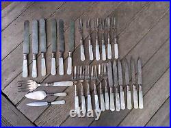 Antique Sheffield Silver Plate And Sterling Pearl Handled Six-piece Flatware Set