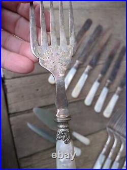 Antique Sheffield Silver Plate And Sterling Pearl Handled Six-piece Flatware Set