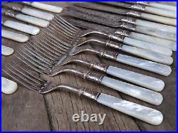 Antique Sheffield Silver Plate And Sterling Pearl Handled Six-piece Flatware Set