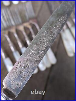 Antique Sheffield Silver Plate And Sterling Pearl Handled Six-piece Flatware Set