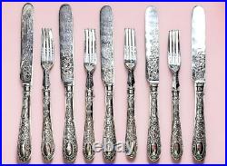 Antique Sheffield silver plate flatware 9 pieces by John Sanderson & Son 1890s