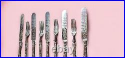 Antique Sheffield silver plate flatware 9 pieces by John Sanderson & Son 1890s