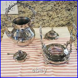 Antique Sheridan Taunton Silver 7-piece Coffee And Tea Set Tray
