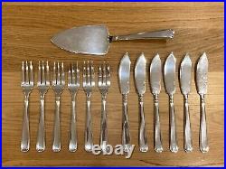 Antique Silver Fish Knives Forks Slice Boulenger French 13 Piece Cutlery Set