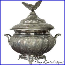 Antique Silver PLate victorian soup Taureen ornate eagle finial