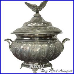 Antique Silver PLate victorian soup Taureen ornate eagle finial