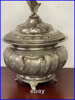 Antique Silver PLate victorian soup Taureen ornate eagle finial