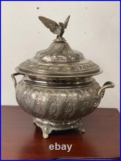 Antique Silver PLate victorian soup Taureen ornate eagle finial