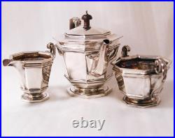 Antique Silver Plate 3-Piece British Tea Set by Walker & Hall Sheffield c. 1919