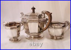 Antique Silver Plate 3-Piece British Tea Set by Walker & Hall Sheffield c. 1919