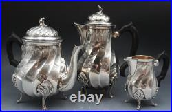 Antique Silver Plate 3 Piece Set Tea & Coffee Pot with Creamer Signed J. Noe
