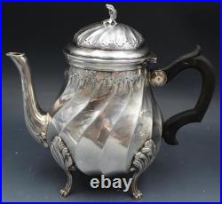 Antique Silver Plate 3 Piece Set Tea & Coffee Pot with Creamer Signed J. Noe