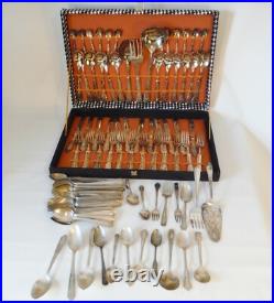 Antique Silver Plate Flatware 51 Piece Complete Set + Mixed 54 Piece Total 105
