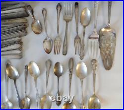 Antique Silver Plate Flatware 51 Piece Complete Set + Mixed 54 Piece Total 105