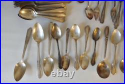 Antique Silver Plate Flatware 51 Piece Complete Set + Mixed 54 Piece Total 105
