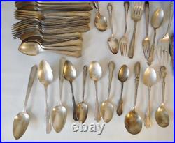 Antique Silver Plate Flatware 51 Piece Complete Set + Mixed 54 Piece Total 105
