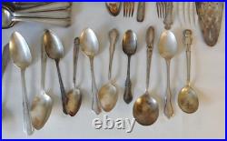 Antique Silver Plate Flatware 51 Piece Complete Set + Mixed 54 Piece Total 105