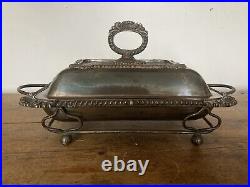 Antique Silver Plate Food Warmer On Stand