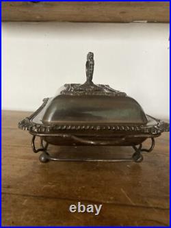 Antique Silver Plate Food Warmer On Stand