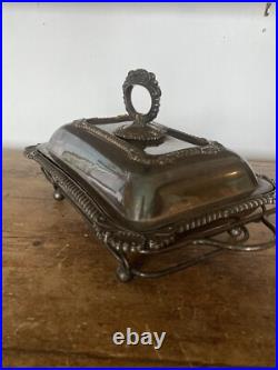 Antique Silver Plate Food Warmer On Stand