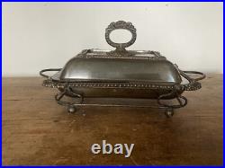 Antique Silver Plate Food Warmer On Stand