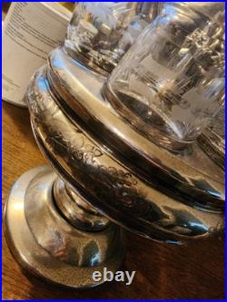 Antique Silver Plate & UV Glow Glass Serving Cruet Set Meriden Britannia Co Rare