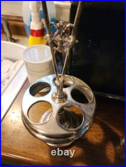 Antique Silver Plate & UV Glow Glass Serving Cruet Set Meriden Britannia Co Rare