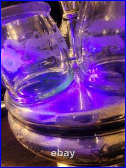 Antique Silver Plate & UV Glow Glass Serving Cruet Set Meriden Britannia Co Rare