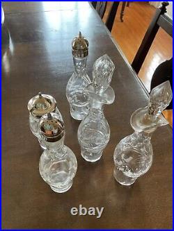 Antique Silver Plate and Glass 6 Piece Serving Cruet Set by Meriden Britannia Co
