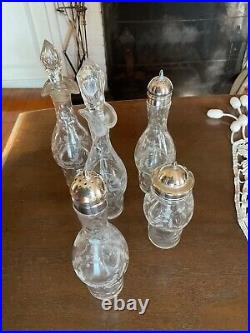 Antique Silver Plate and Glass 6 Piece Serving Cruet Set by Meriden Britannia Co