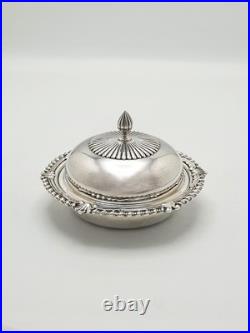Antique Silver-Plated Butter Dish by Mappin & Webb with Pierced Insert c1920