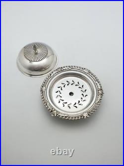 Antique Silver-Plated Butter Dish by Mappin & Webb with Pierced Insert c1920