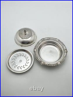 Antique Silver-Plated Butter Dish by Mappin & Webb with Pierced Insert c1920